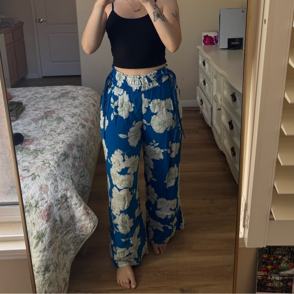 Elegant Floral Wide Leg Pants
